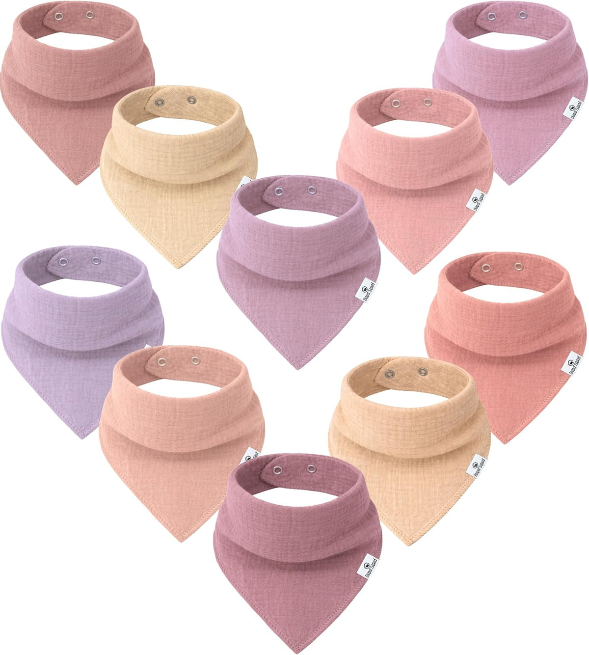 Diaper Squad 10-Pack Organic Muslin Cotton Baby Bibs for Baby Boy, Girl