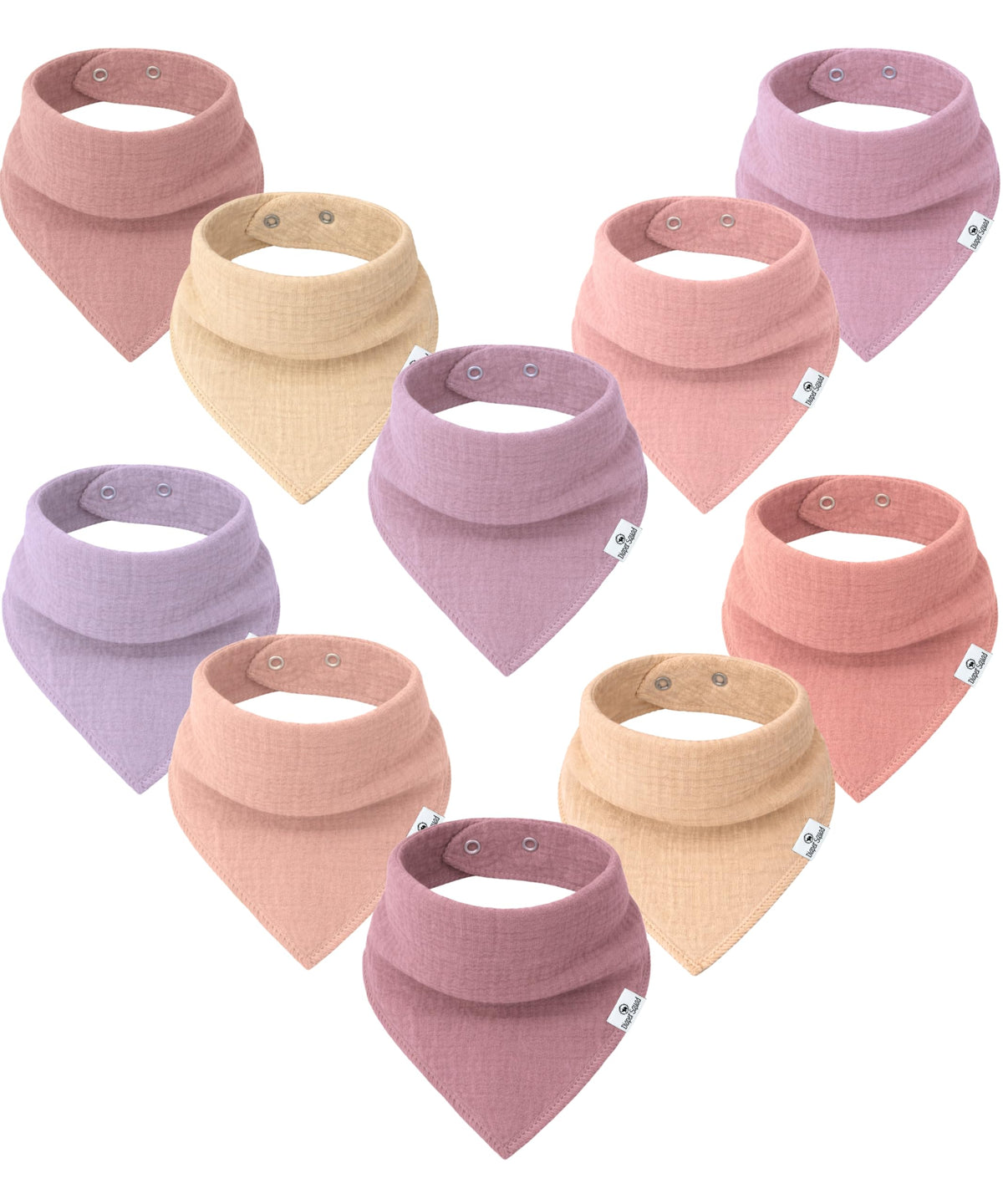 Diaper Squad 10-Pack Organic Muslin Cotton Baby Bibs for Baby Boy, Girl