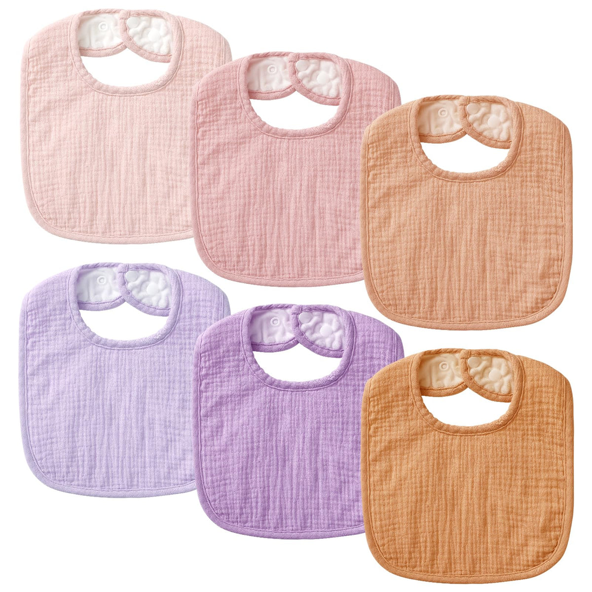 POIKSHARK 6-Pack Muslin Baby Bibs for Unisex Boys Girls, Cotton Baby Drool Bibs, Drooling and Teething Bibs for Infant