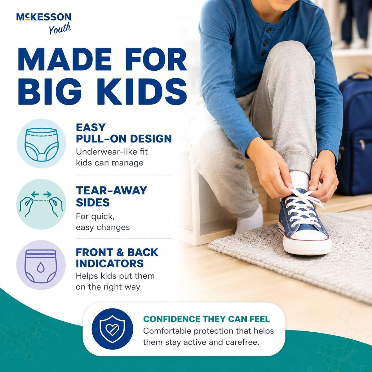 McKesson Youth Training Pants, L/XL 60, Kid Design, 125 lb, 56 ct