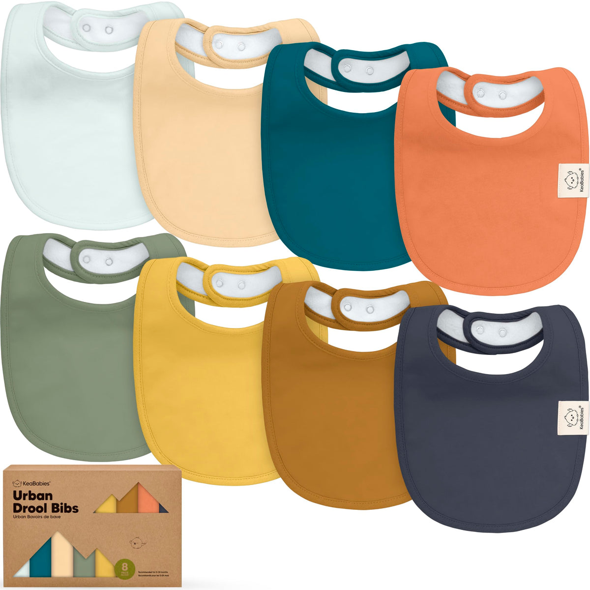KeaBabies 8-Pack Organic Baby Bibs for Drooling and Teething (Sweet Charm)