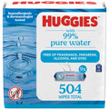 Huggies 99% Pure Water Baby Wipes, Unscented, 9 Packs, 504 Wipes