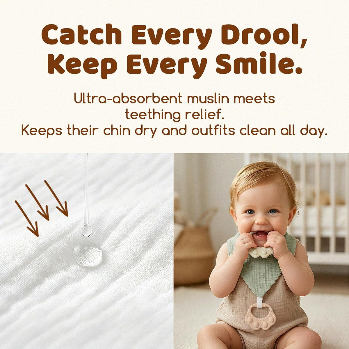 8-Pack Muslin Baby Bibs for Drooling and Teething