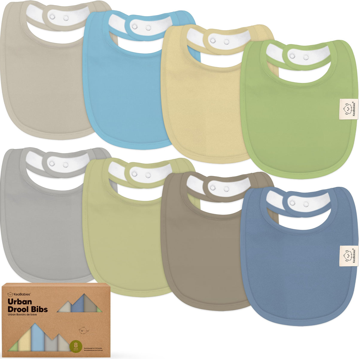 KeaBabies 8-Pack Organic Baby Bibs for Drooling and Teething (Sweet Charm)