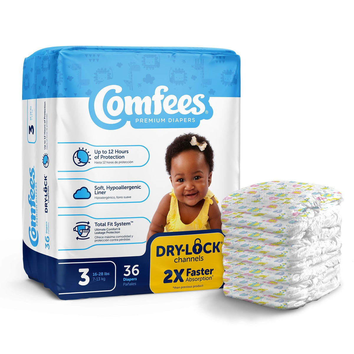 Comfees Premium Baby Diapers with Total Fit System for Boys & Girls, Size 5, 27Count, CMF-5