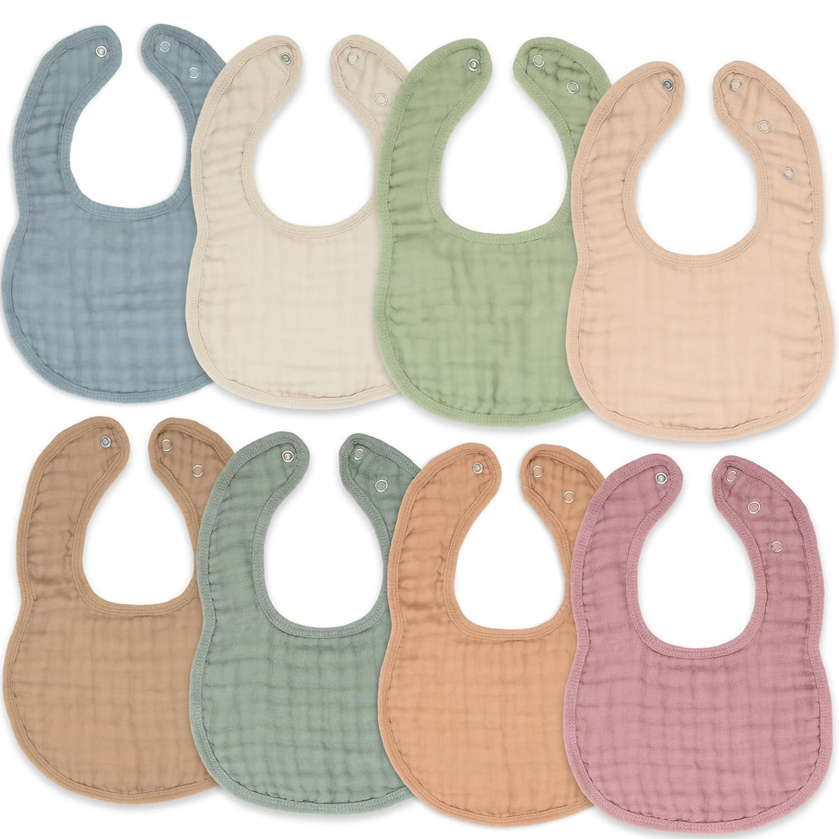 Comfy Cubs Muslin Bibs, Pack of 8 - Cotton Bibs - Multicolor