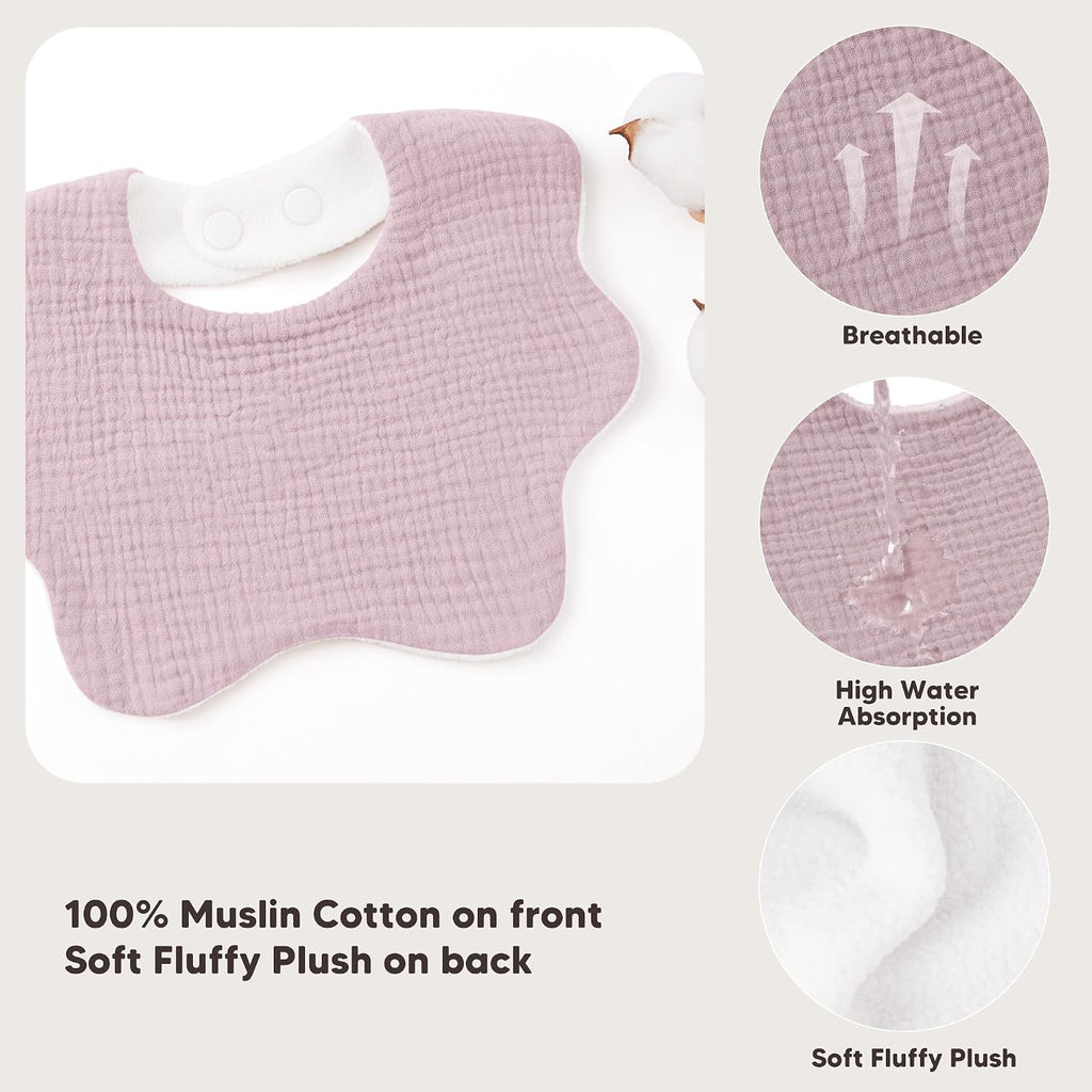 Bearmoss Baby Bibs for Drooling & Teething 8 Pack Muslin Cotton Bibs