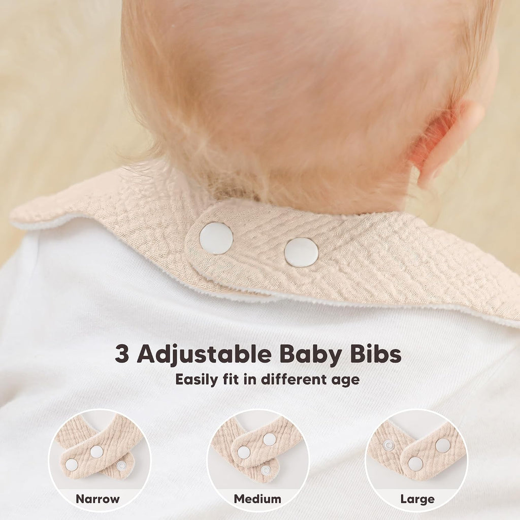 Bearmoss Baby Bibs for Drooling & Teething 8 Pack Muslin Cotton Bibs