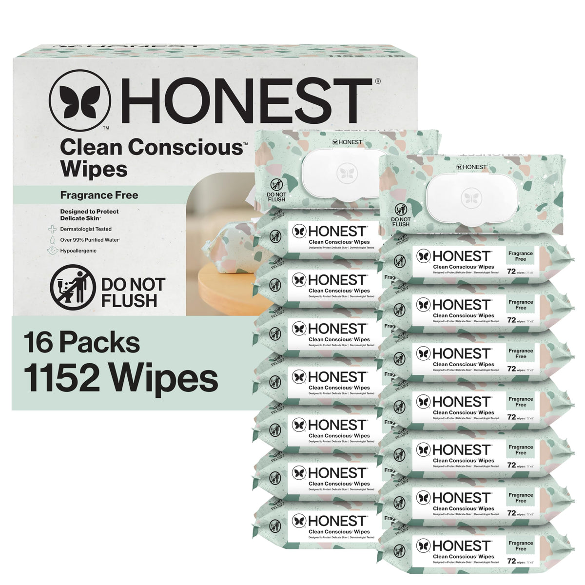 The Honest Company Multi-Use Baby Wipes, Geo Mood, Unscented, 576 Count