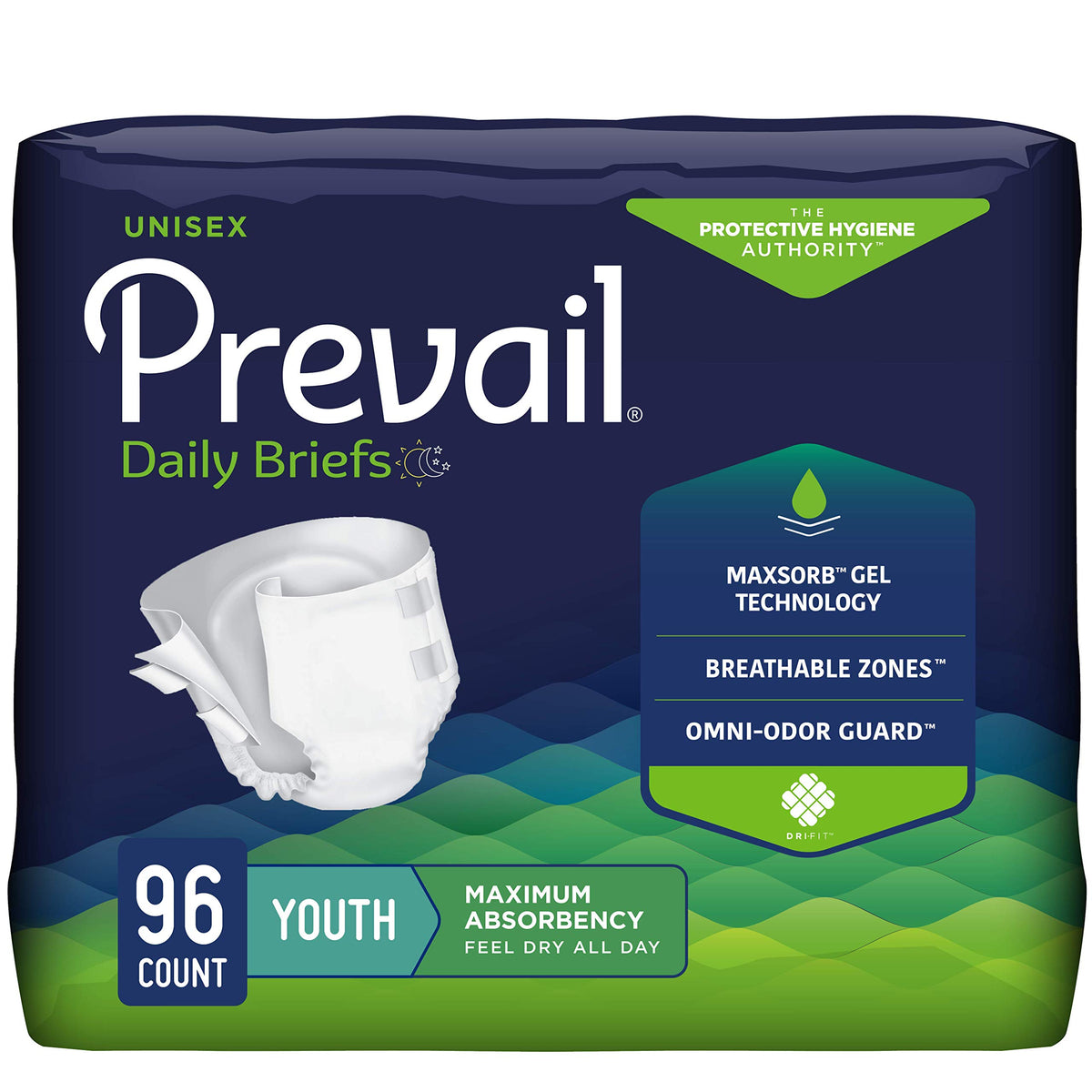Prevail Daily Briefs, Youth, Small, 16 ct