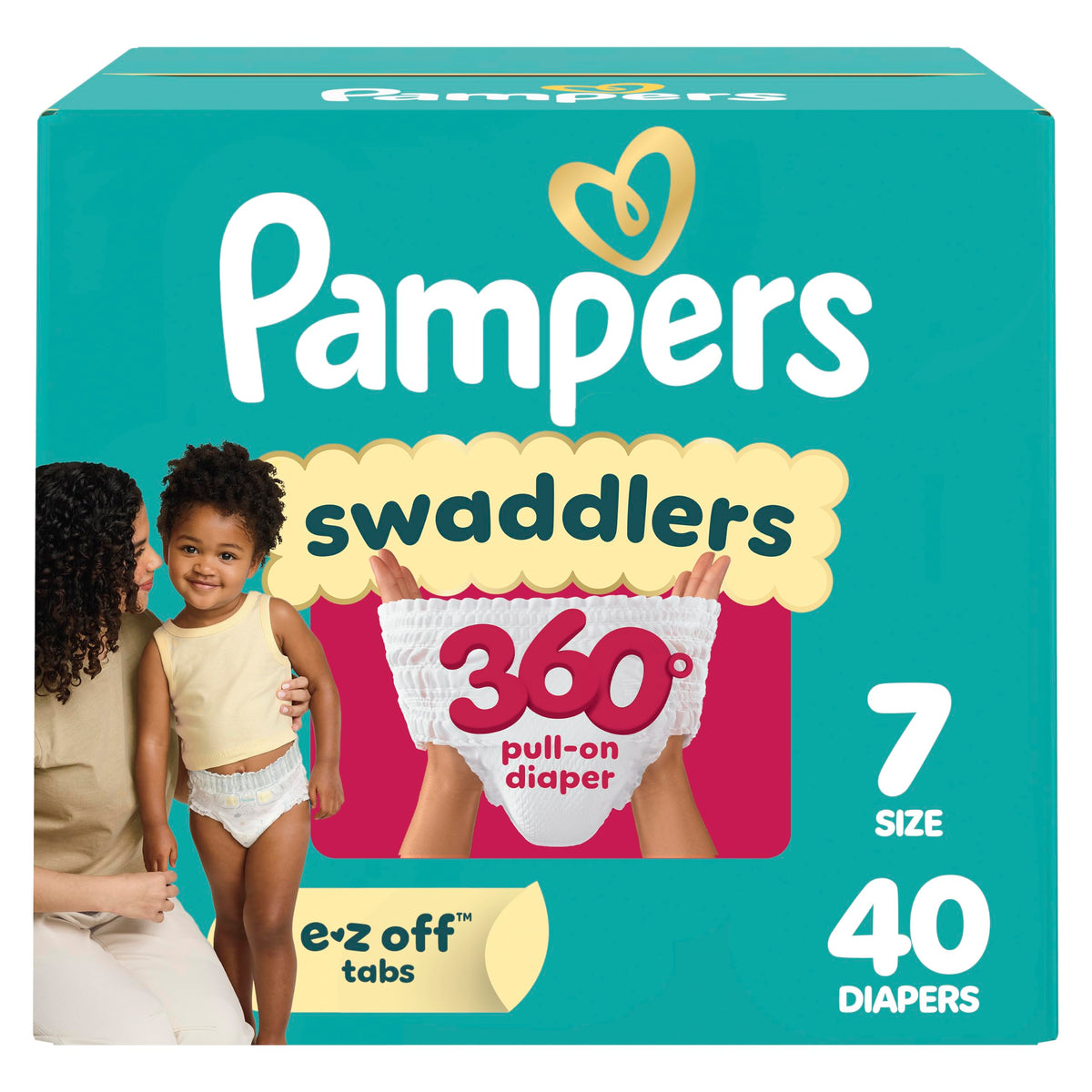Pampers Diapers - Swaddlers 360° - Size 6, 72 Count, up to 100% Leakproof Comfy Dry Fit, Designed for Easy Changes, Pull On Baby Diaper