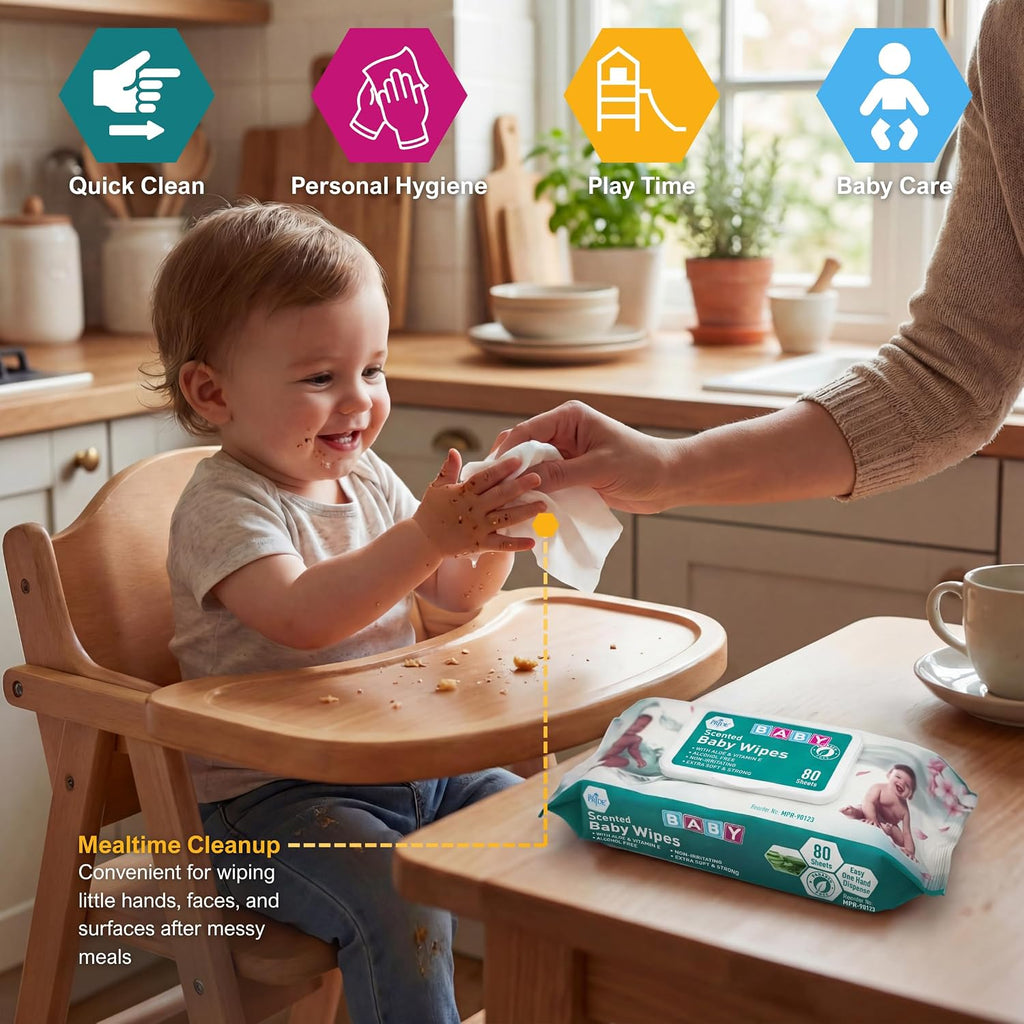 MED PRIDE Scented Baby Wipes with Aloe & Vitamin E,Alcohol-Free, 960Ct