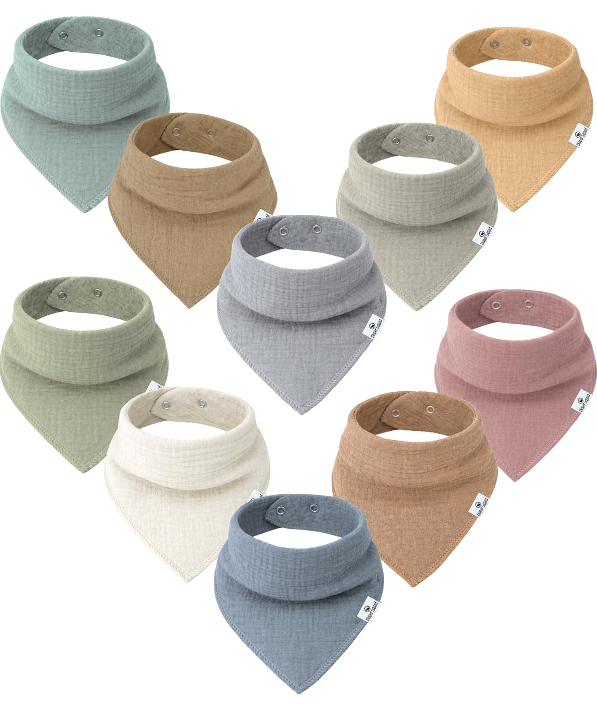 Diaper Squad 10-Pack Organic Muslin Cotton Baby Bibs for Baby Boy, Girl