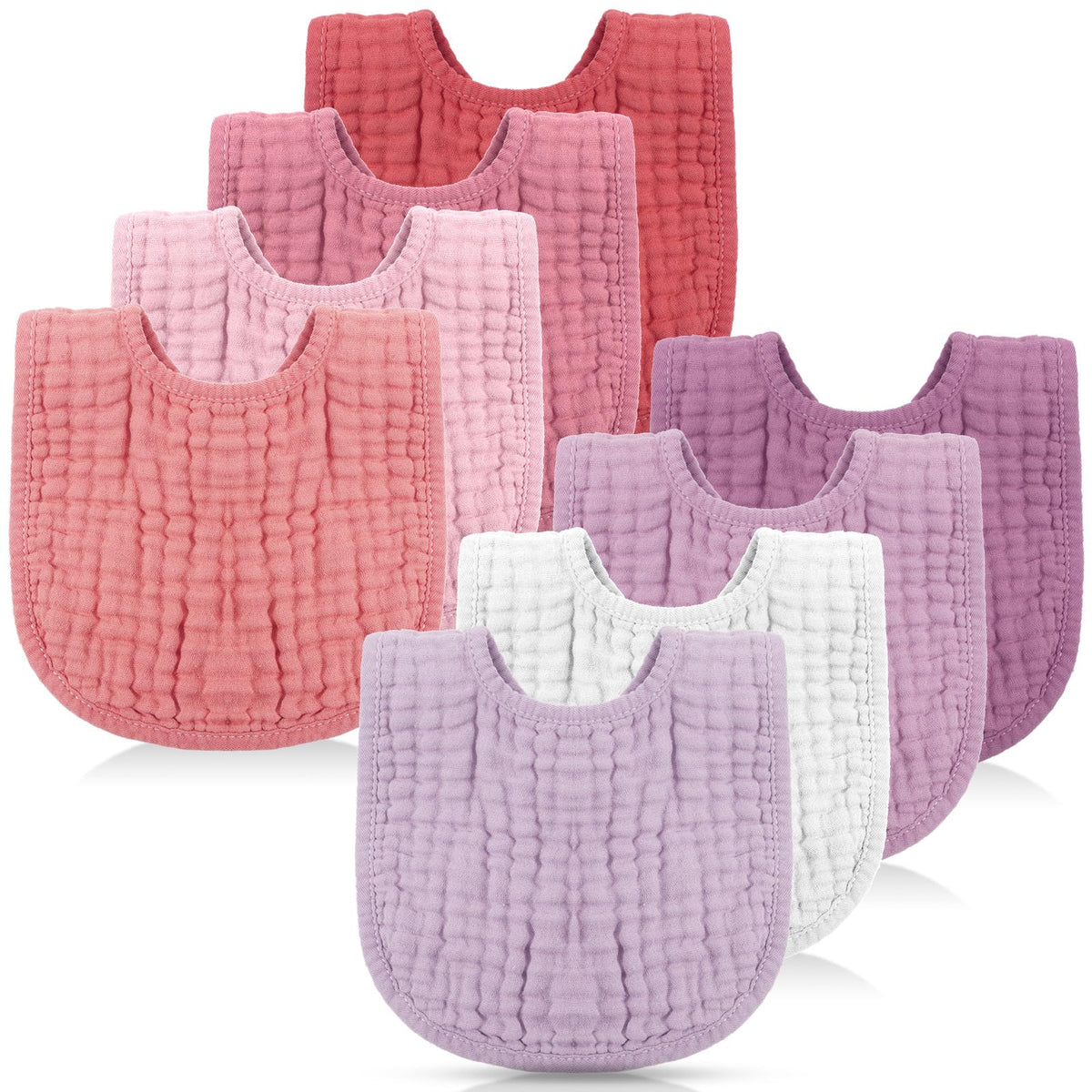 Frienda 8 Pcs Muslin Baby Bibs Waterproof Bib for Drool,Terracotta