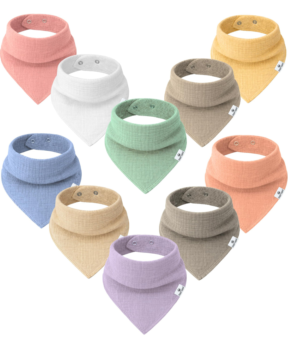 Diaper Squad 10-Pack Organic Muslin Cotton Baby Bibs for Baby Boy, Girl