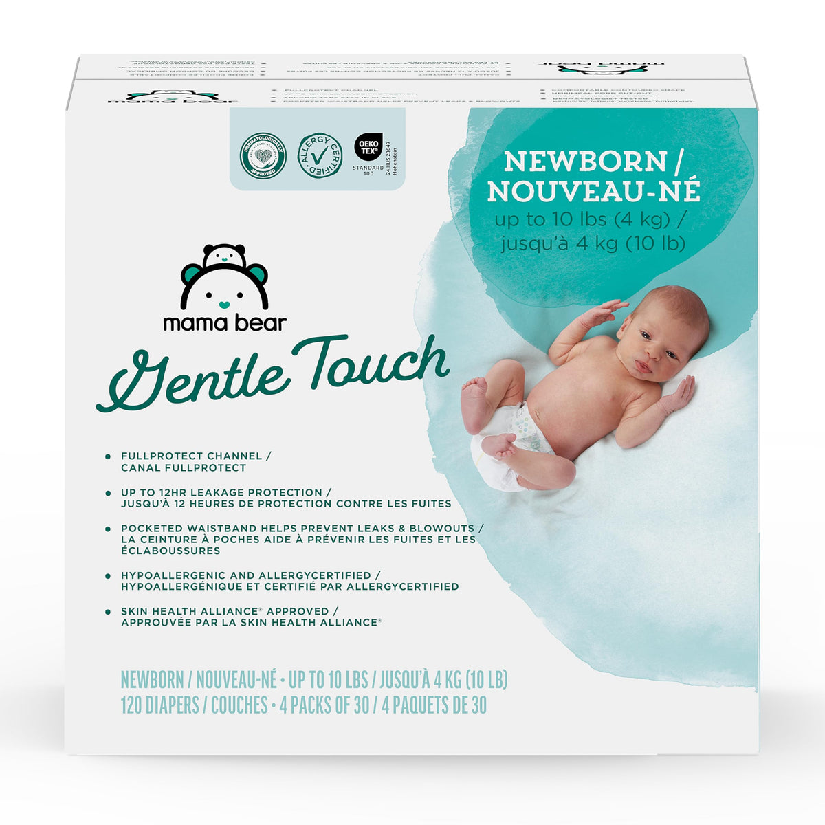Amazon Brand - Mama Bear Gentle Touch Baby Diapers, Size 3, 42 Count, Wetness Indicator, Stretchy Waistband, Skin Health Alliance Approved