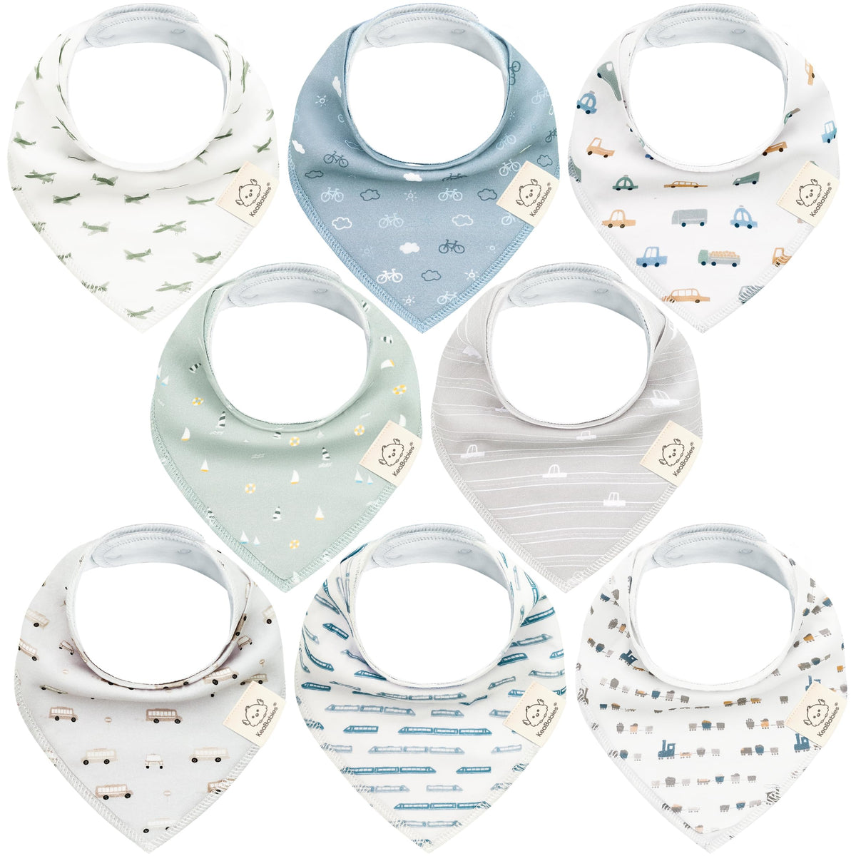 8pk Organic Baby Bandana Bibs for Drooling and Teething (Muted Pastel)