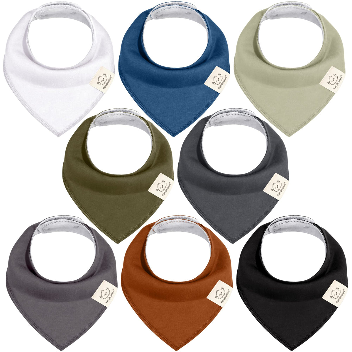 8pk Organic Baby Bandana Bibs for Drooling and Teething (Muted Pastel)