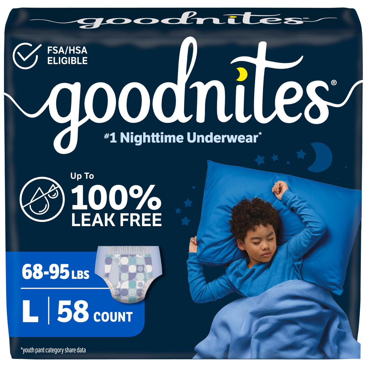 GoodNites Boys Nighttime Underwear, Size Large, 34 Ct, 2 Packs of 17