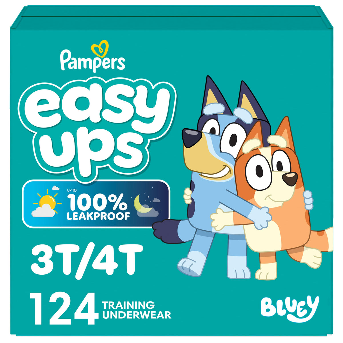Pampers Easy Ups Girls & Boys Potty Training Pants, Size 4 (2T3T), 140 Count, Bluey Absorbent Training Underwear, Up to 100% Leakproof Day and Night, Hypoallergenic