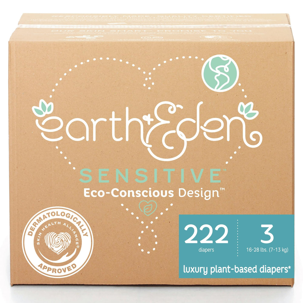 Earth & Eden Sensitive Baby Diapers, Size 7, No Harsh Chemicals, 80 ct