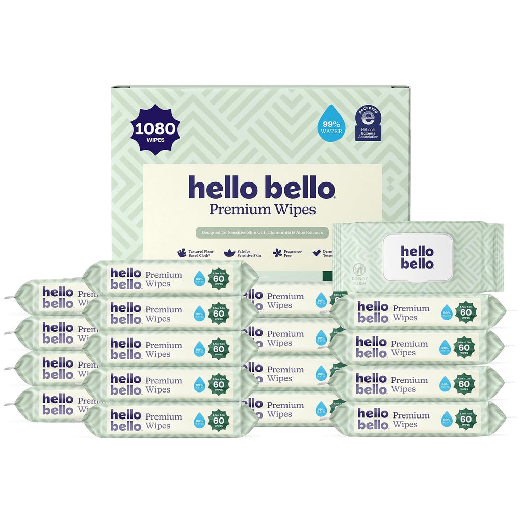 Hello Bello Premium Baby Wipes (Simply Sage) Fragrance-Free 18pk = 1080ct