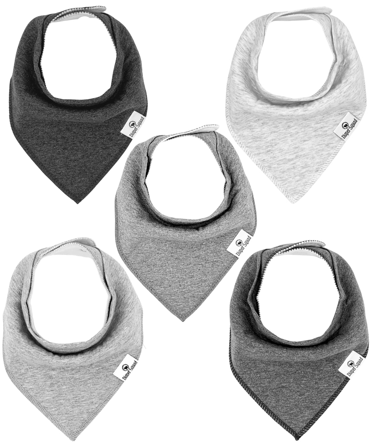 Diaper Squad 10-Pack Organic Cotton Baby Bibs for Baby Boy, Girl