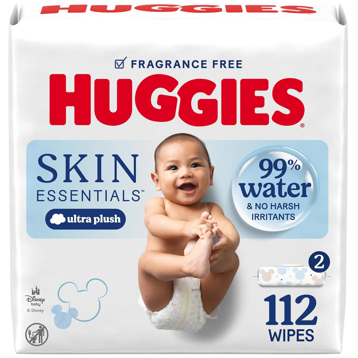 Huggies Skin Essentials Baby Wipes, 99% Water, 2 Packs, 112 Wipes