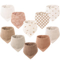 Konssy 10 Pack Baby Muslin Bandana Bibs for Drooling and Teething