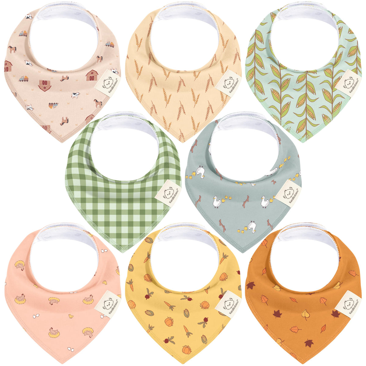 8pk Organic Baby Bandana Bibs for Drooling and Teething (Muted Pastel)