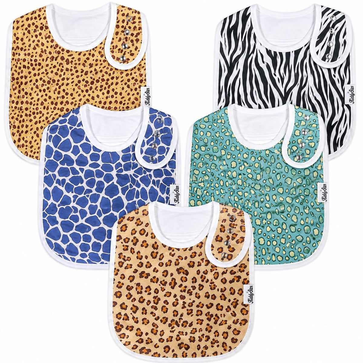 KiddyStar Premium Organic Cotton Bibs for Drooling & Teething Babies