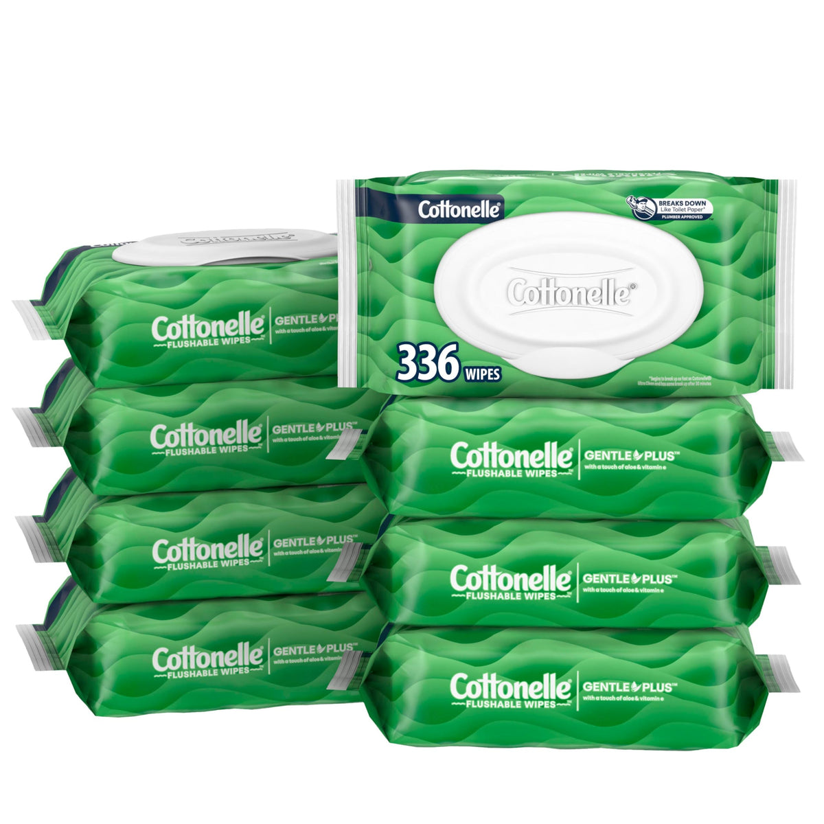 Cottonelle Fresh Feel Flushable Wet Wipes, Adult Wet Wipes, 8 Flip-Top Packs, 42 Wipes Per Pack (336 Total Wipes)