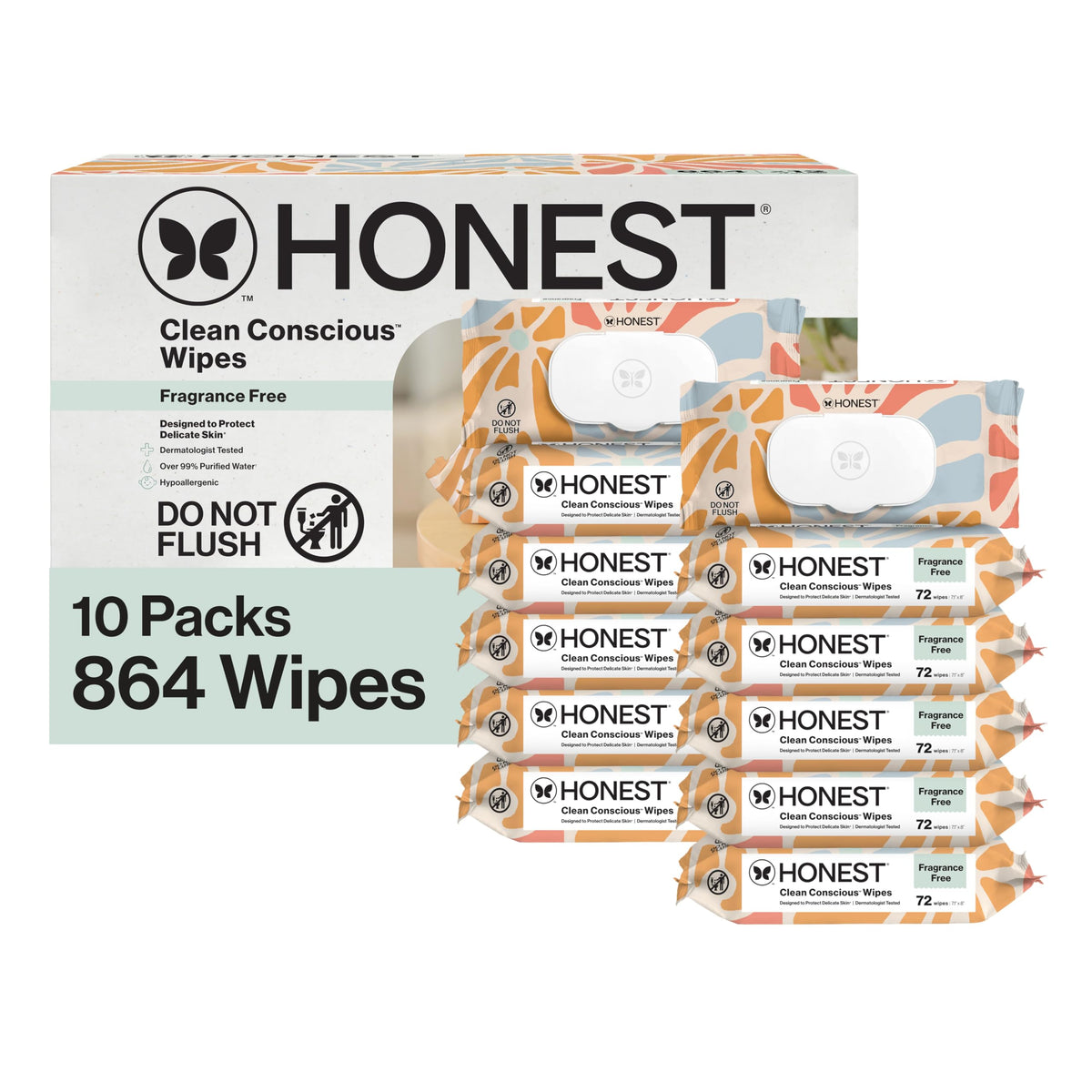 The Honest Company Multi-Use Baby Wipes, Geo Mood, Unscented, 576 Count