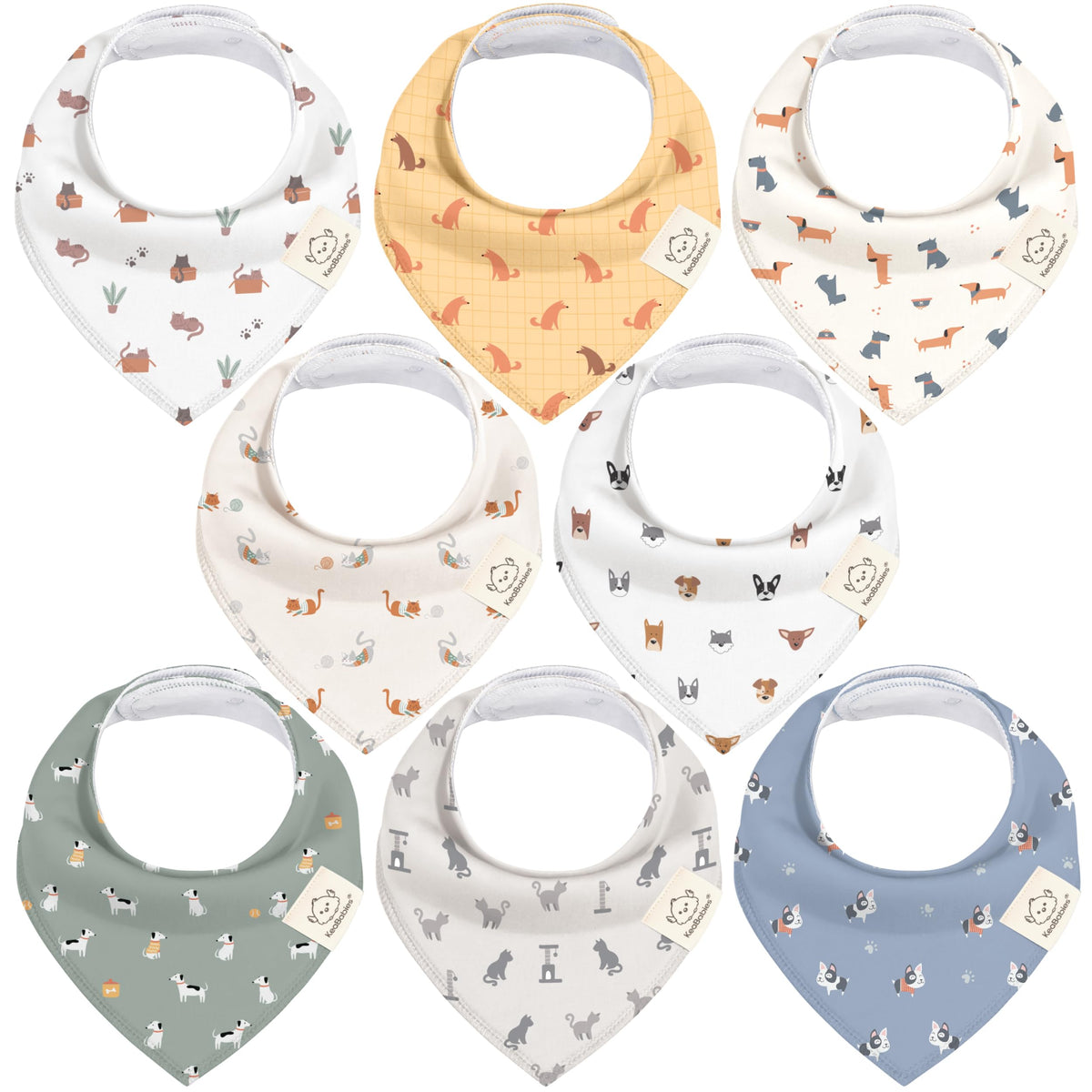 8pk Organic Baby Bandana Bibs for Drooling and Teething (Muted Pastel)