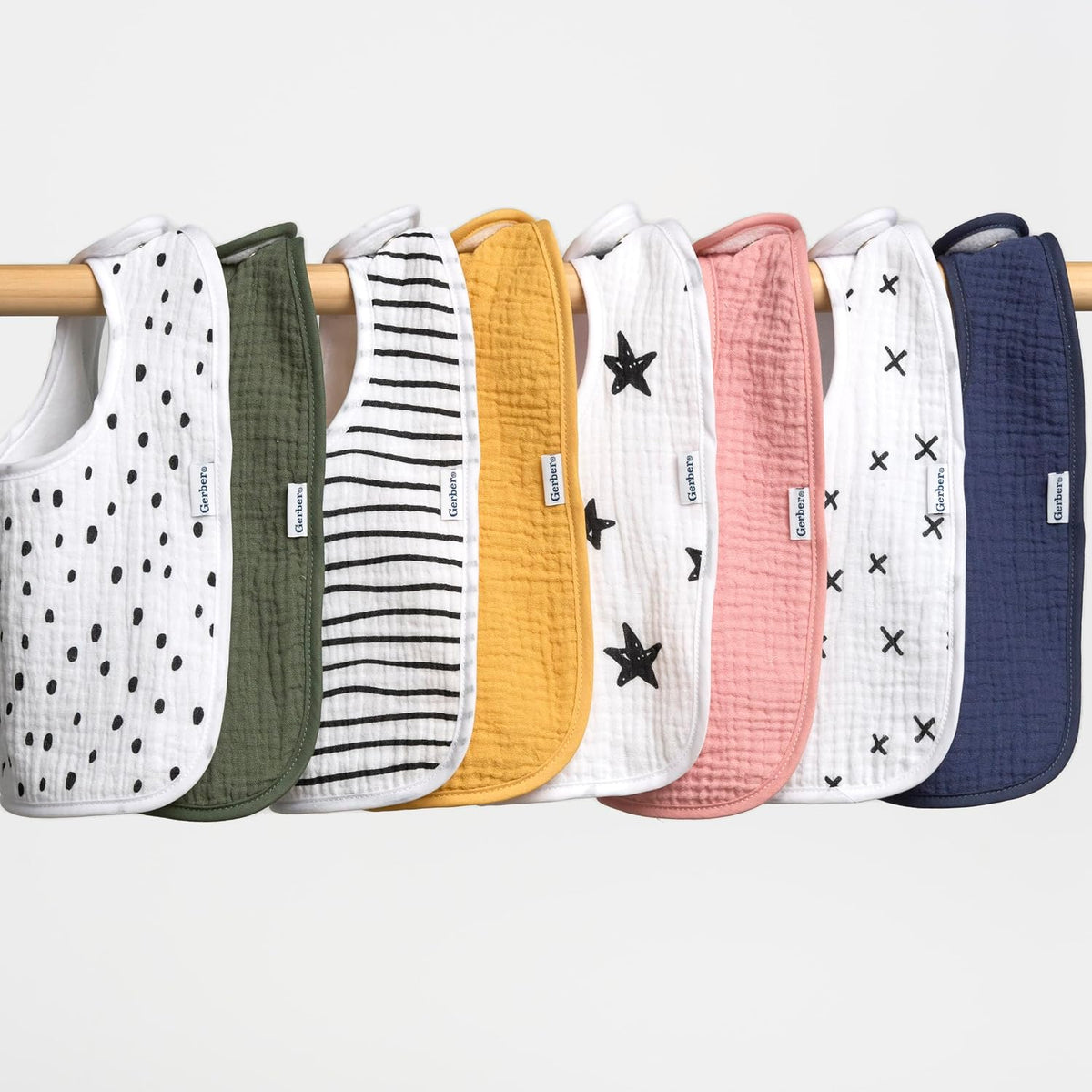 Gerber Baby Boys & Girls Muslin 8 Pack Drooling Bibs