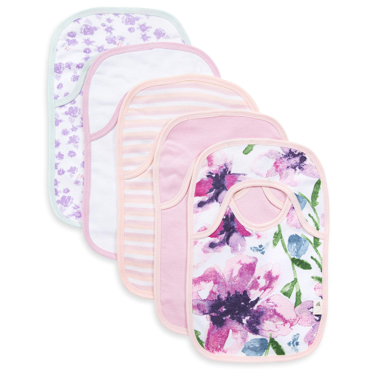 Burt’s Bees Baby Unisex Baby Bibs, Lap-Shoulder Drool Cloths, 100% Organic Cotton with Absorbent Terry Towel Backing Bibs
