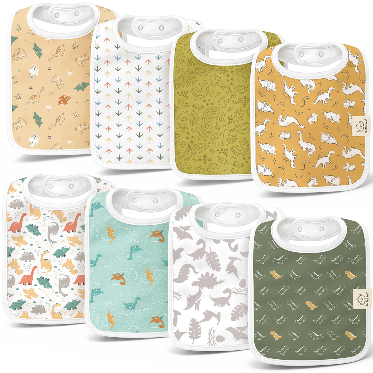 KeaBabies 8-Pack Organic Baby Bibs for Boys, Girls Drool Bibs (Cruise)