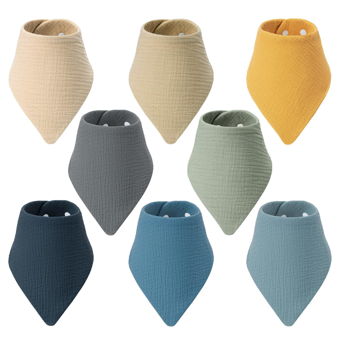 8-Pack Muslin Baby Bibs for Drooling and Teething