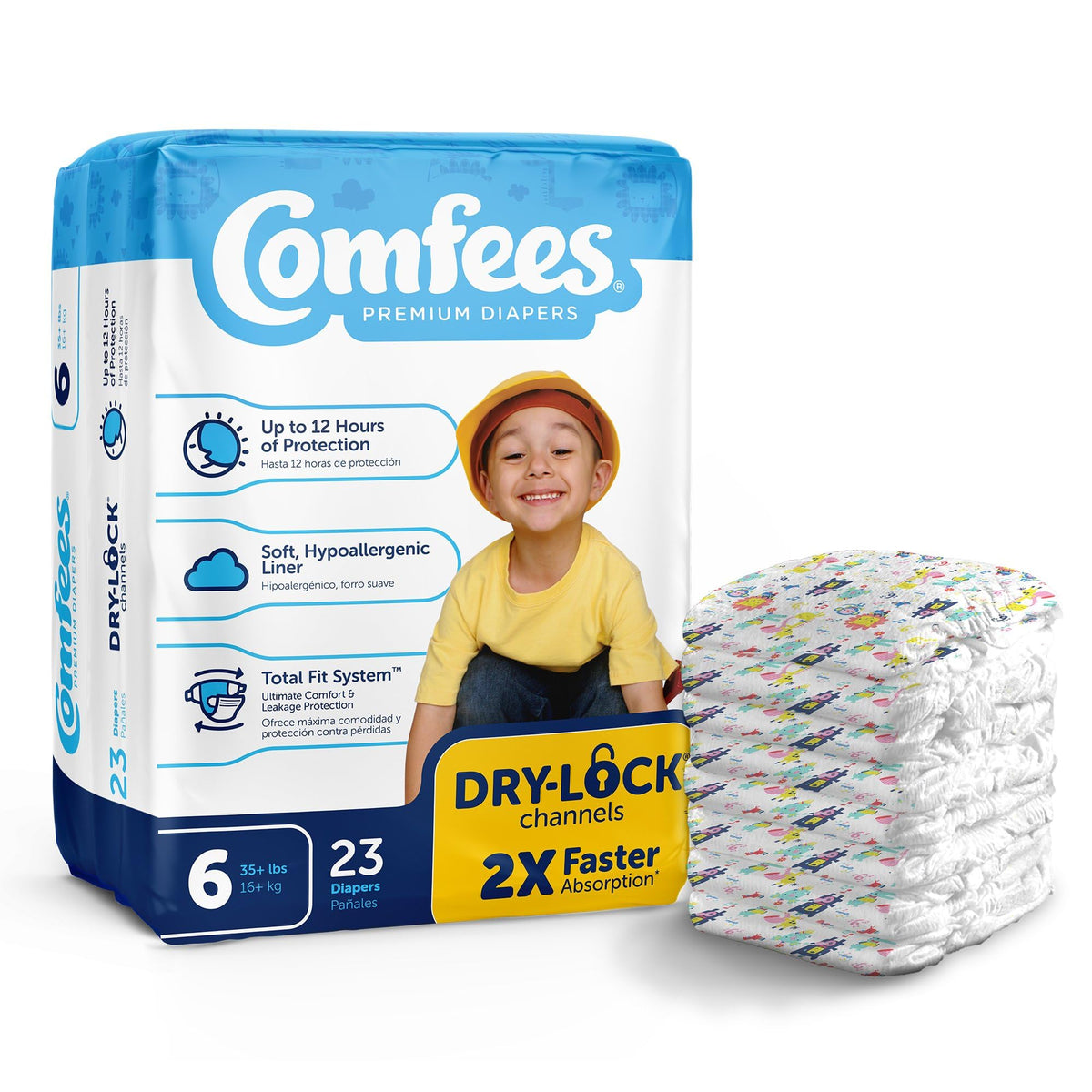 Comfees Premium Baby Diapers with Total Fit System for Boys & Girls, Size 5, 27Count, CMF-5