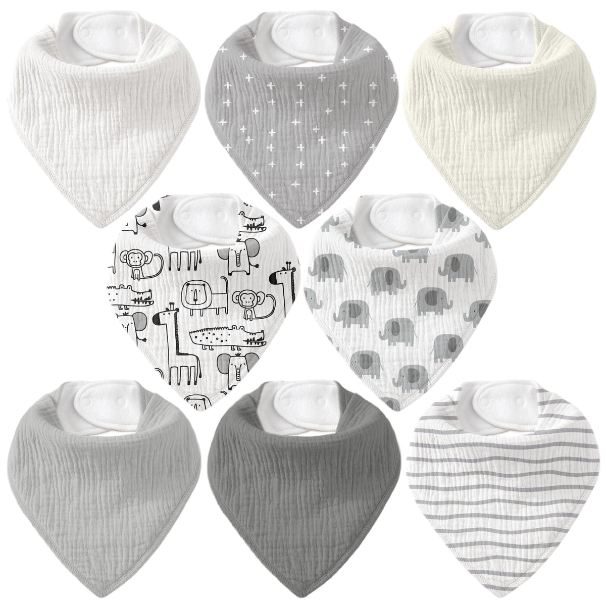 8 Pack Muslin Baby Bandana Bibs for Drooling and Teething
