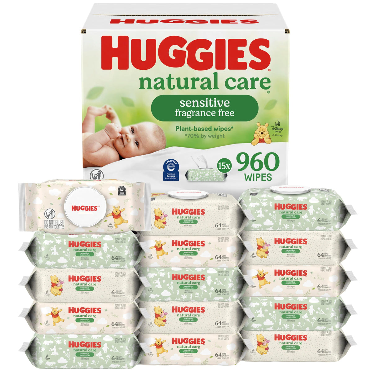 Huggies Natural Care Sensitive Baby Wipes, Unscented, 1 Pack, 56 Wipes