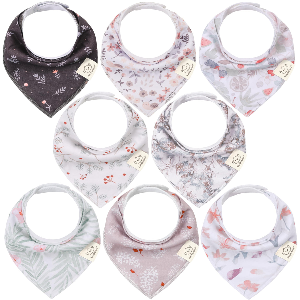 8pk Organic Baby Bandana Bibs for Drooling and Teething (Muted Pastel)