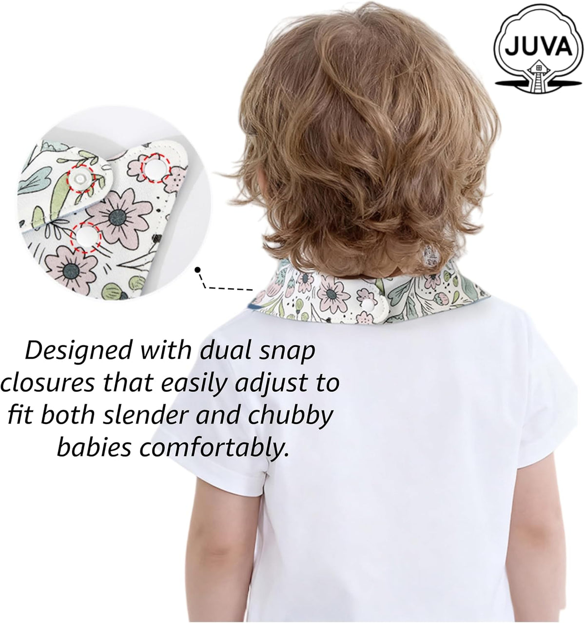 JUVA Baby Bandana Drool Bibs 6pk, Organic Cotton, Absorbent & Reversible