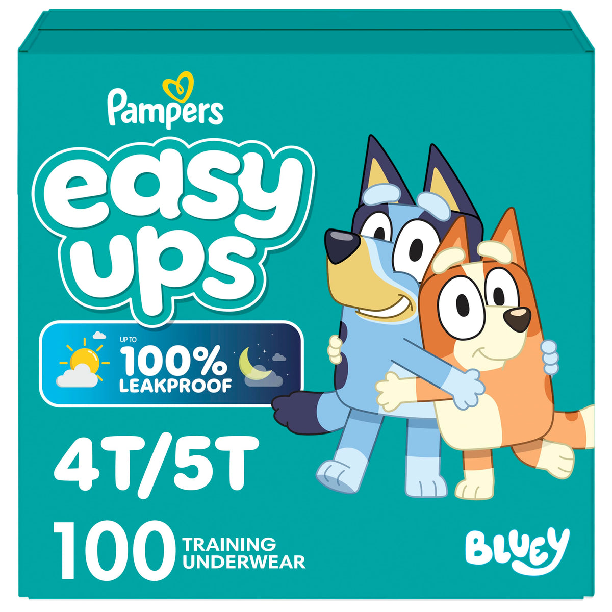 Pampers Easy Ups Girls & Boys Potty Training Pants, Size 4 (2T3T), 140 Count, Bluey Absorbent Training Underwear, Up to 100% Leakproof Day and Night, Hypoallergenic