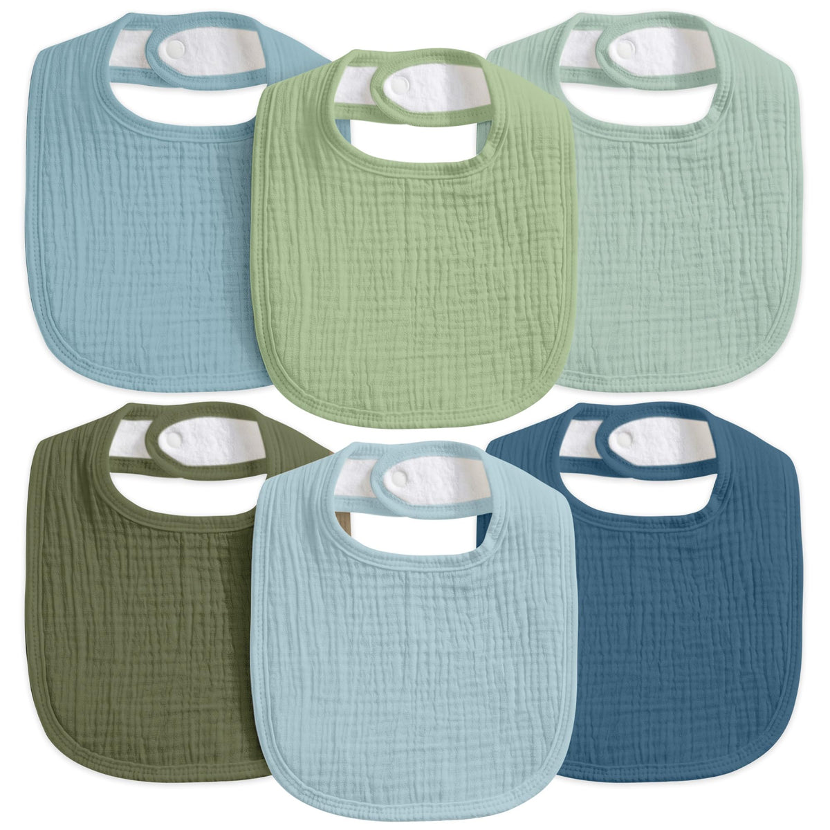 6-Pack Muslin Baby Bibs for Drooling & Teething, Absorbent Bib