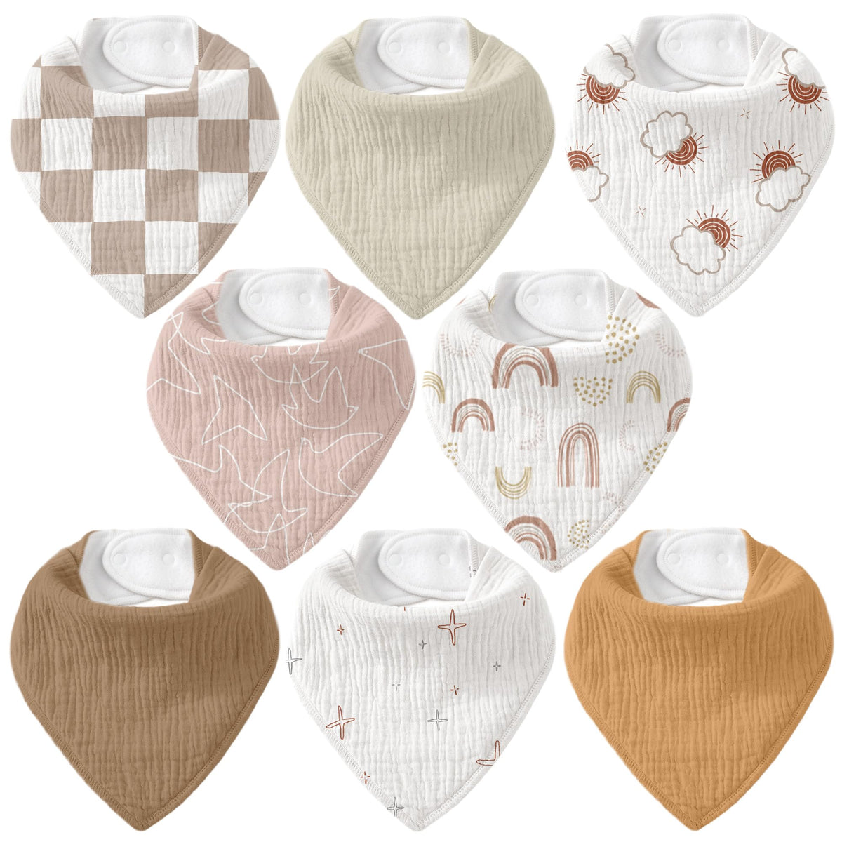 8 Pack Muslin Baby Bandana Bibs for Drooling and Teething