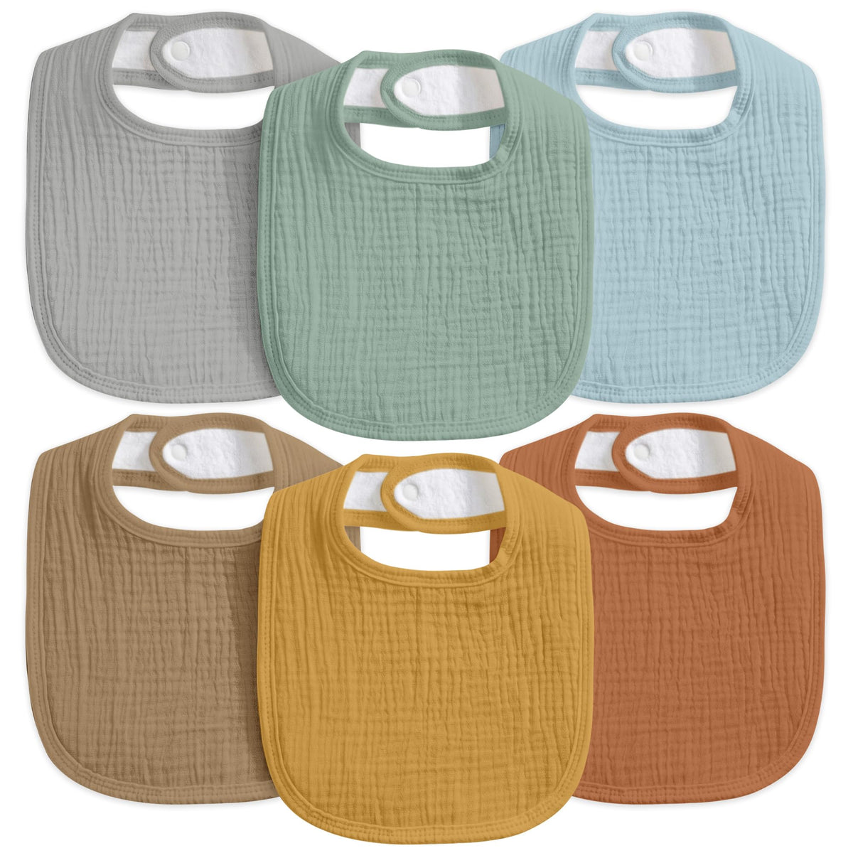 6-Pack Muslin Baby Bibs for Drooling & Teething, Absorbent Bib