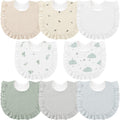 Bearmoss 8 Pack Muslin Baby Bibs for Drooling and Teething, Bibs for Girls