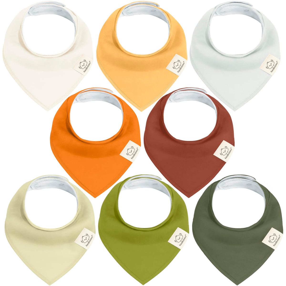 8pk Organic Baby Bandana Bibs for Drooling and Teething (Muted Pastel)