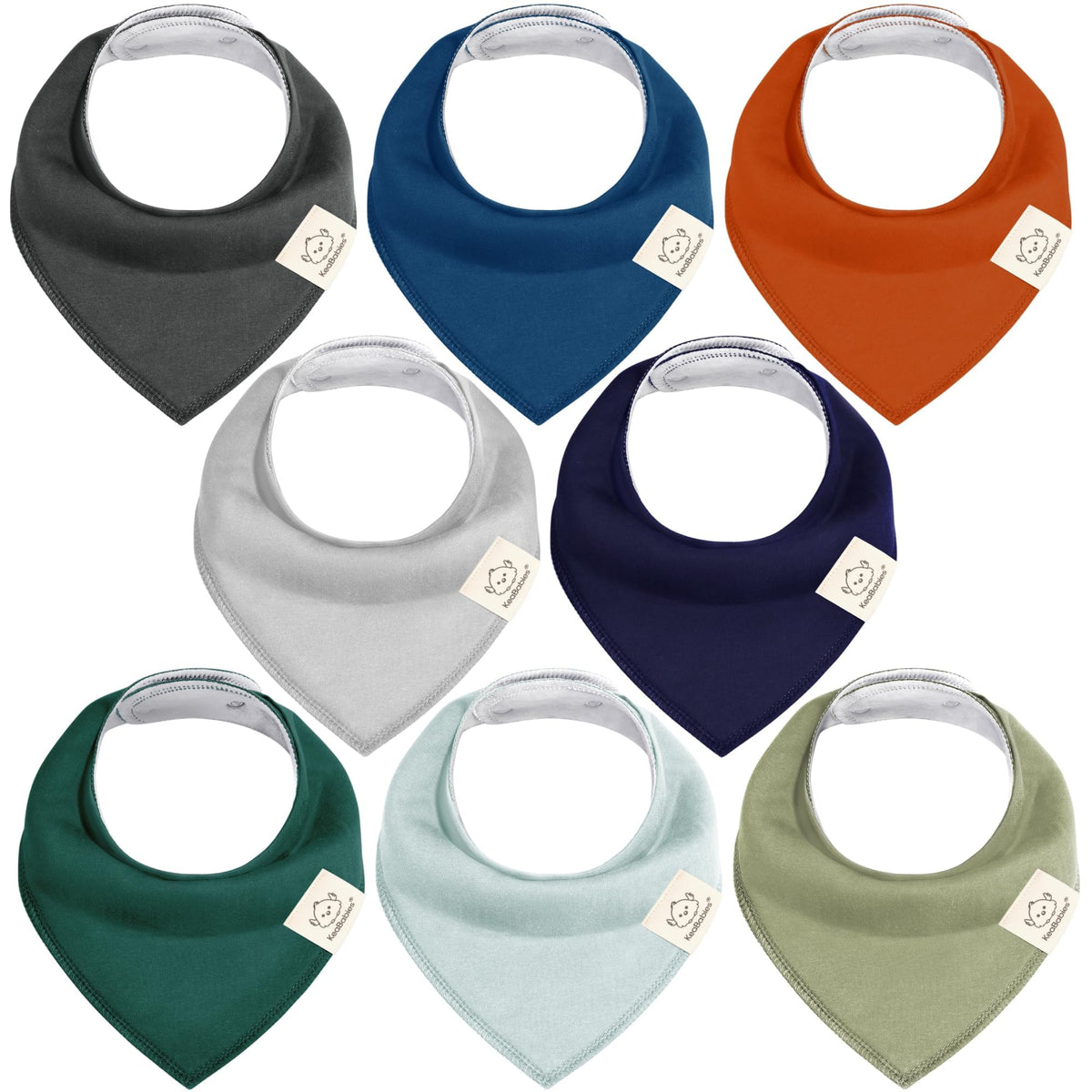 8pk Organic Baby Bandana Bibs for Drooling and Teething (Muted Pastel)